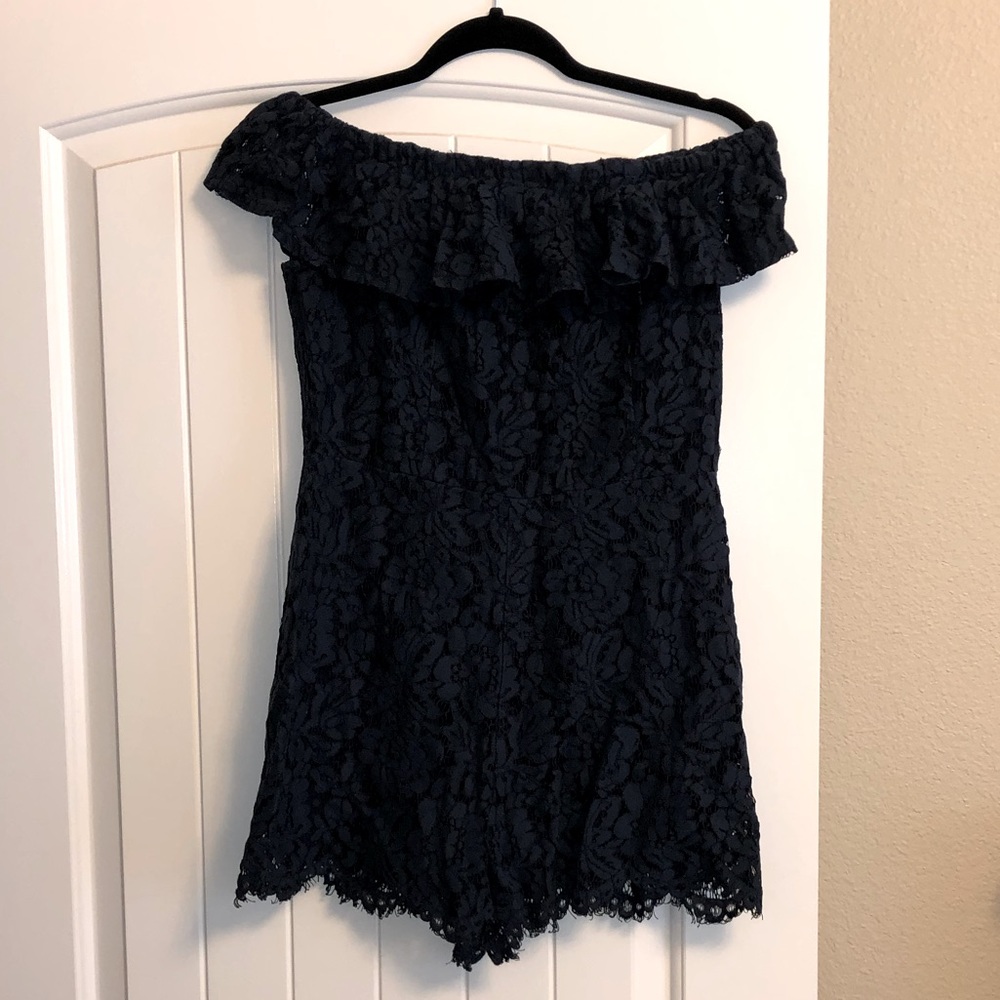 Navy Lace Romper